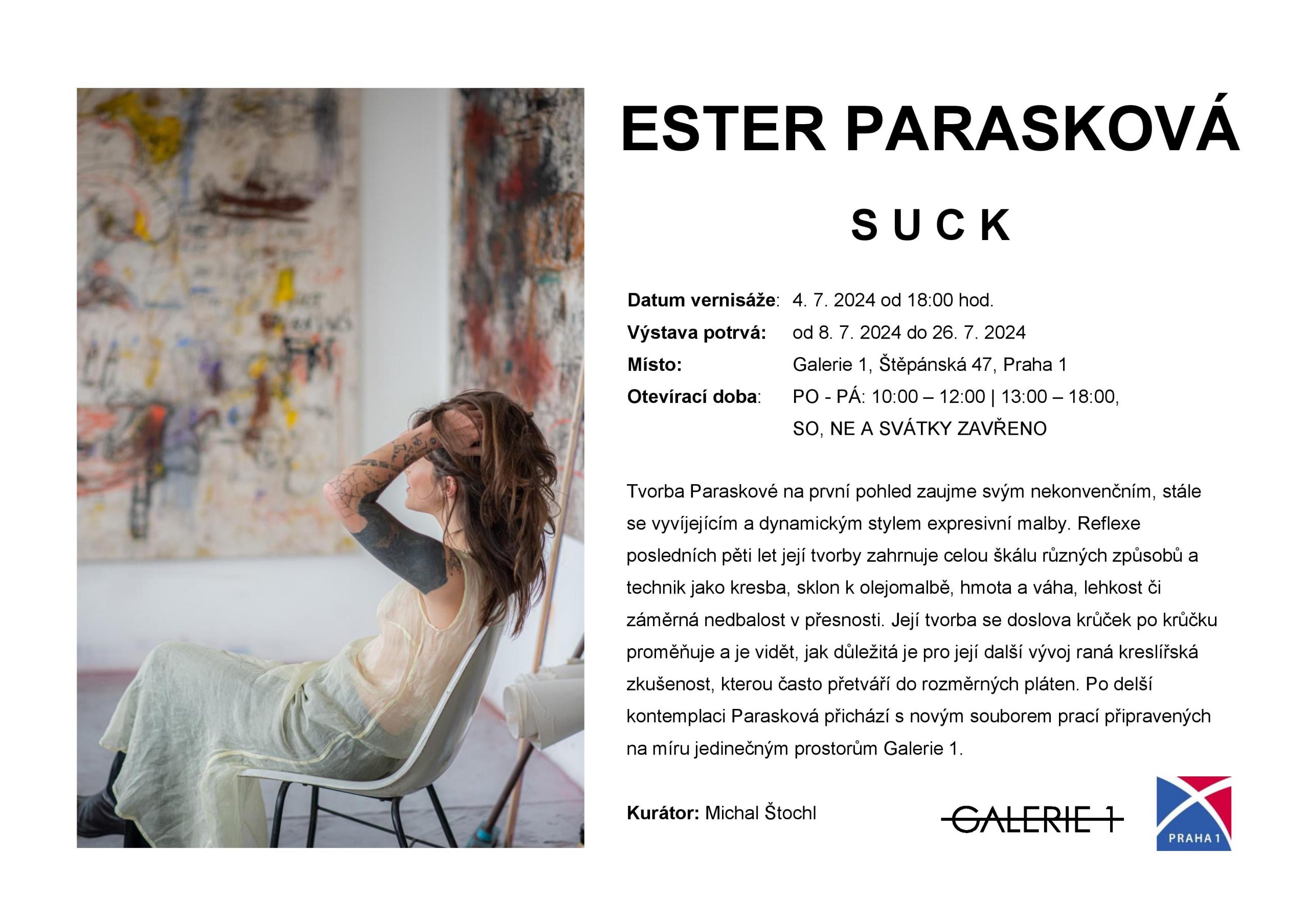 Vernisáž výstavy SUCK Ester Paraskové v Galerii 1