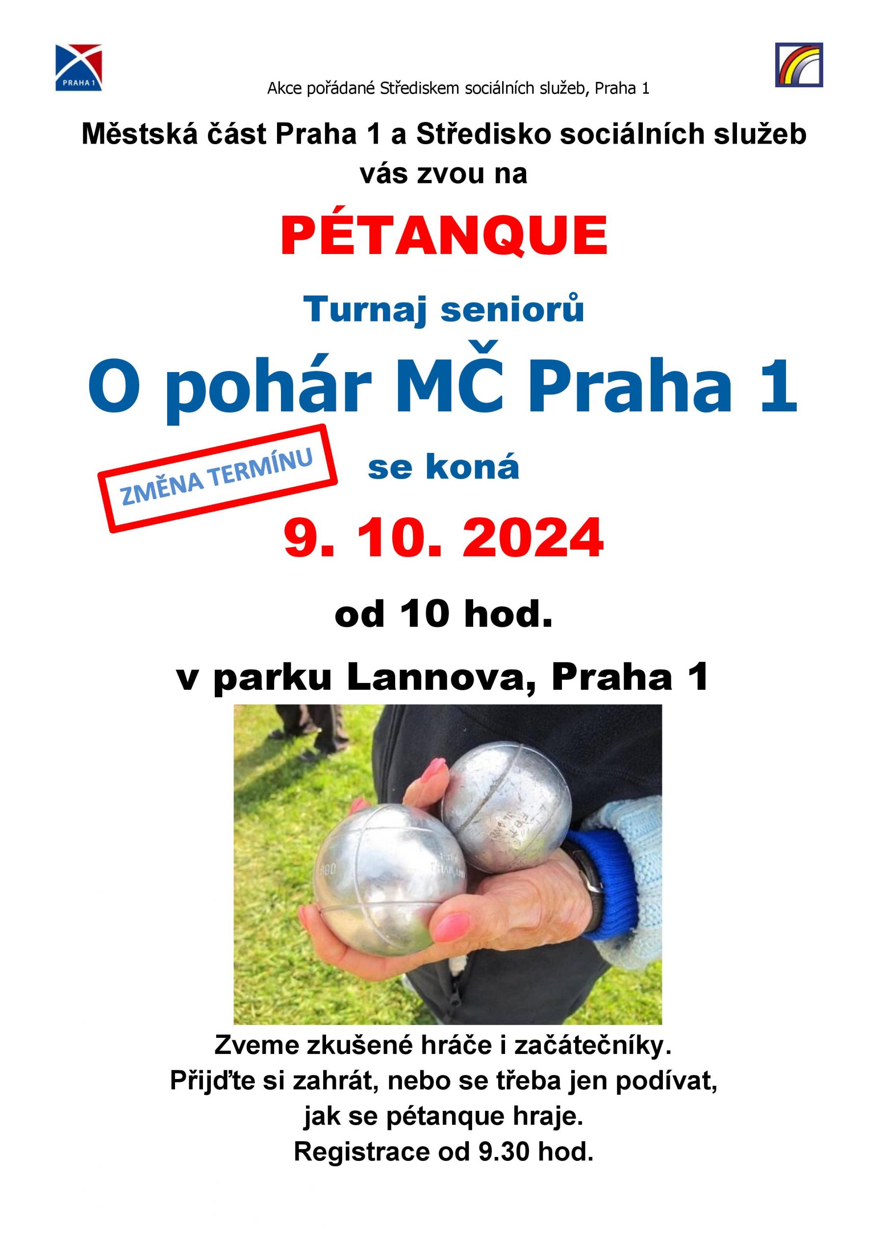 Pétanque: turnaj O pohár MČ Praha 1 - náhradní termín