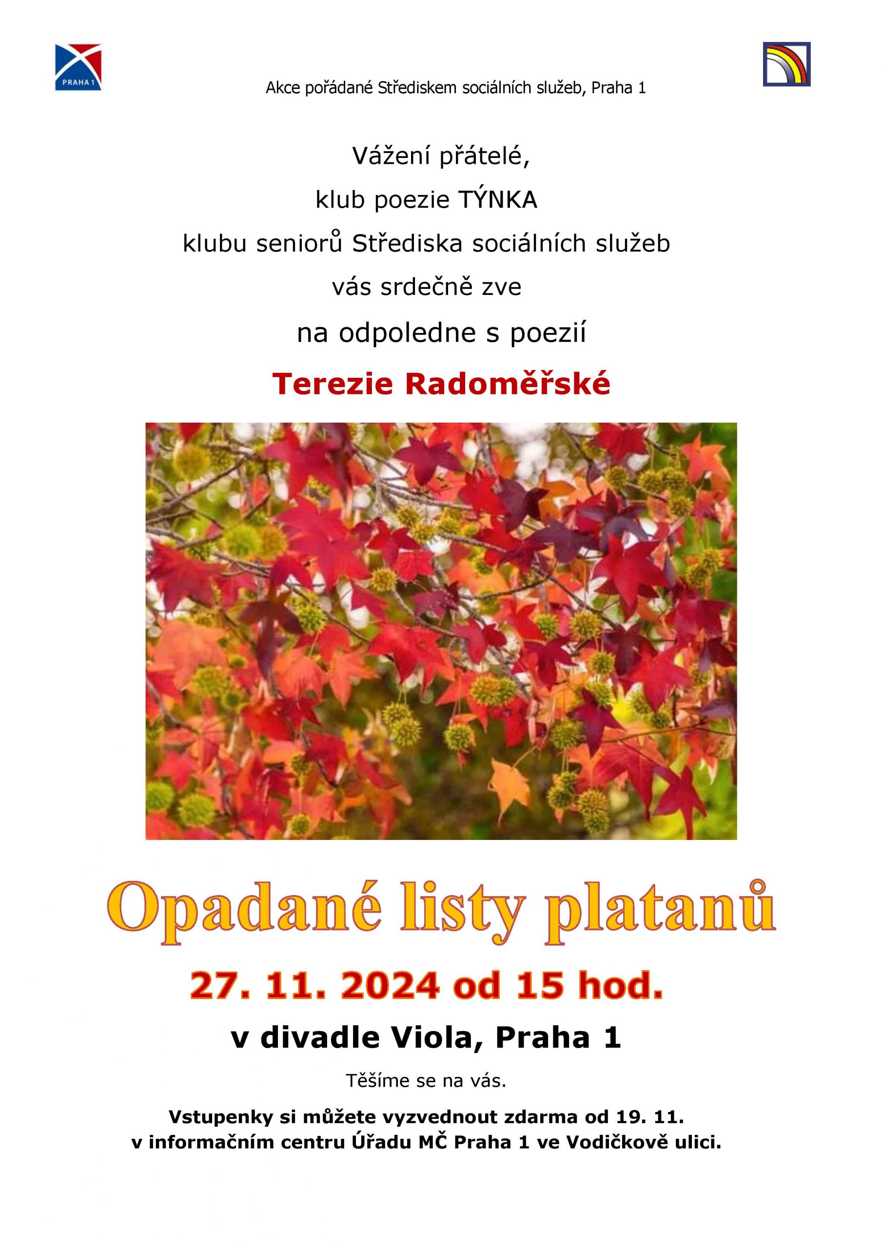 Poetické odpoledne ve Viole: Opadané listy platanů