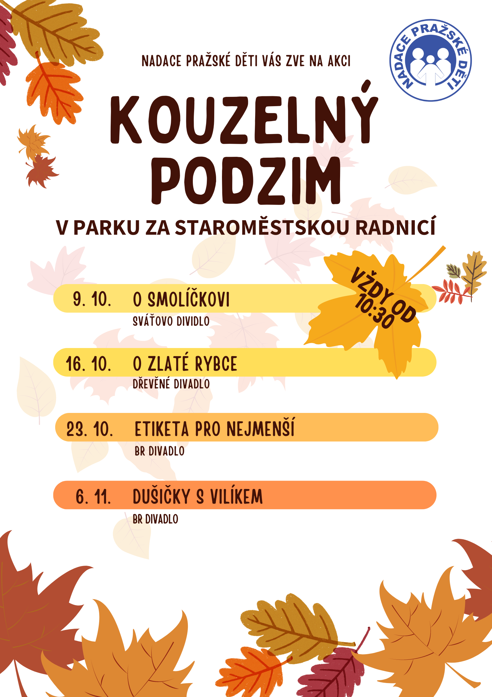 Kouzelný podzim v parku za Staroměstskou radnicí