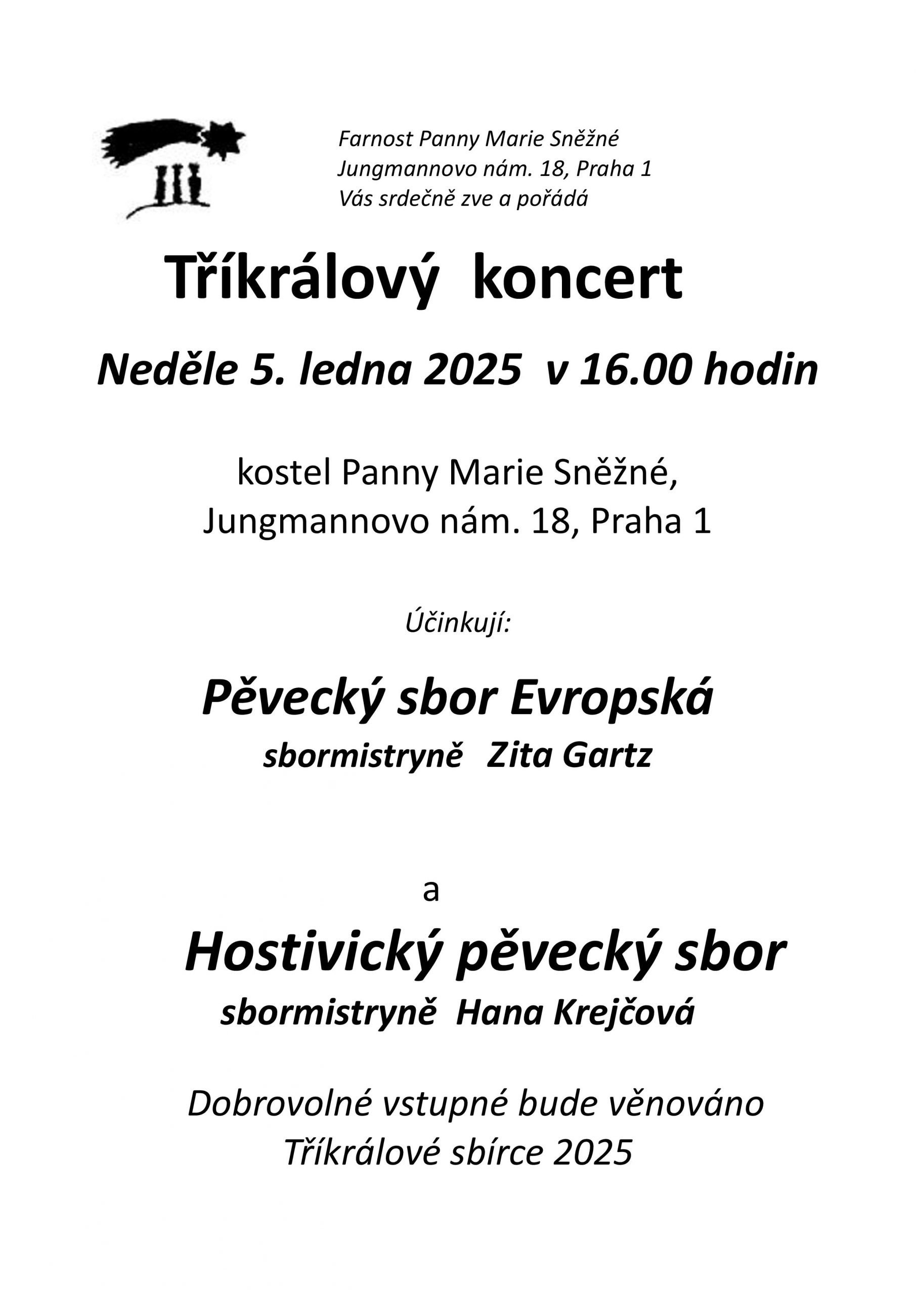 Tříkrálový koncert v kostele Panny Marie Sněžné