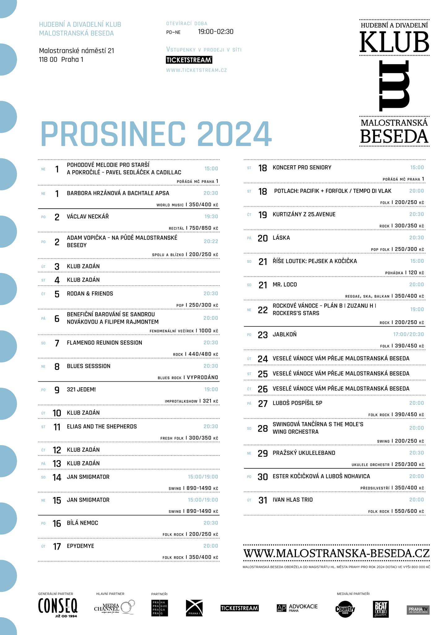 Program Malostranské besedy v prosinci 2024