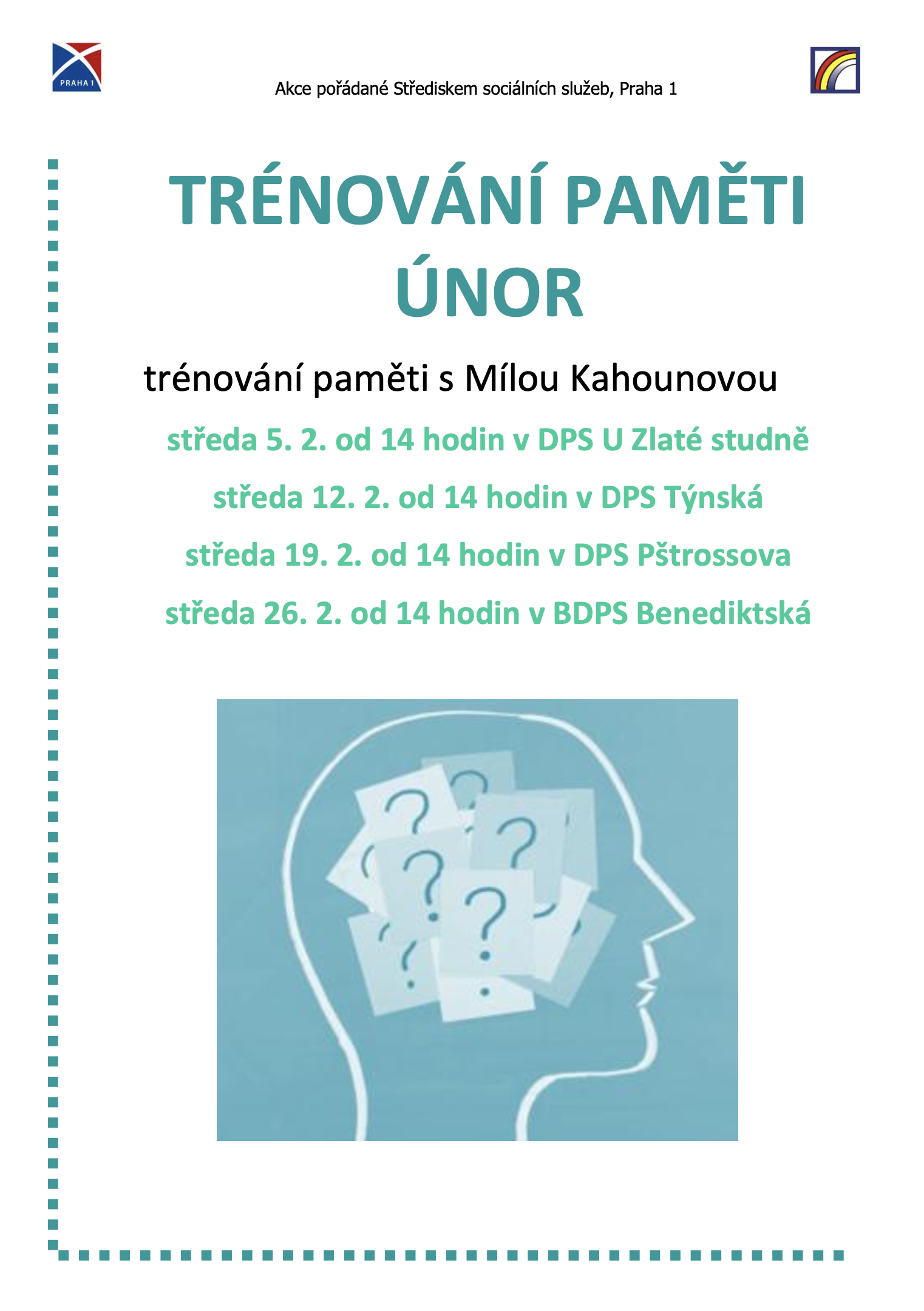 Trénování paměti s Mílou Kahounovou — Únor